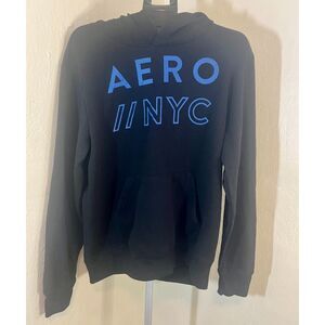 Aeropostale black hoodie with blue logo Size L cotton blend